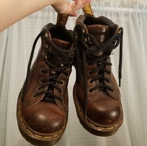 Brown leather Dr. Martens boots